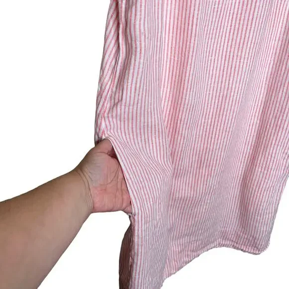 Tommy Bahama Linen Sleeveless fully lined Shift Dress Striped Pink size small - Picture 4 of 9